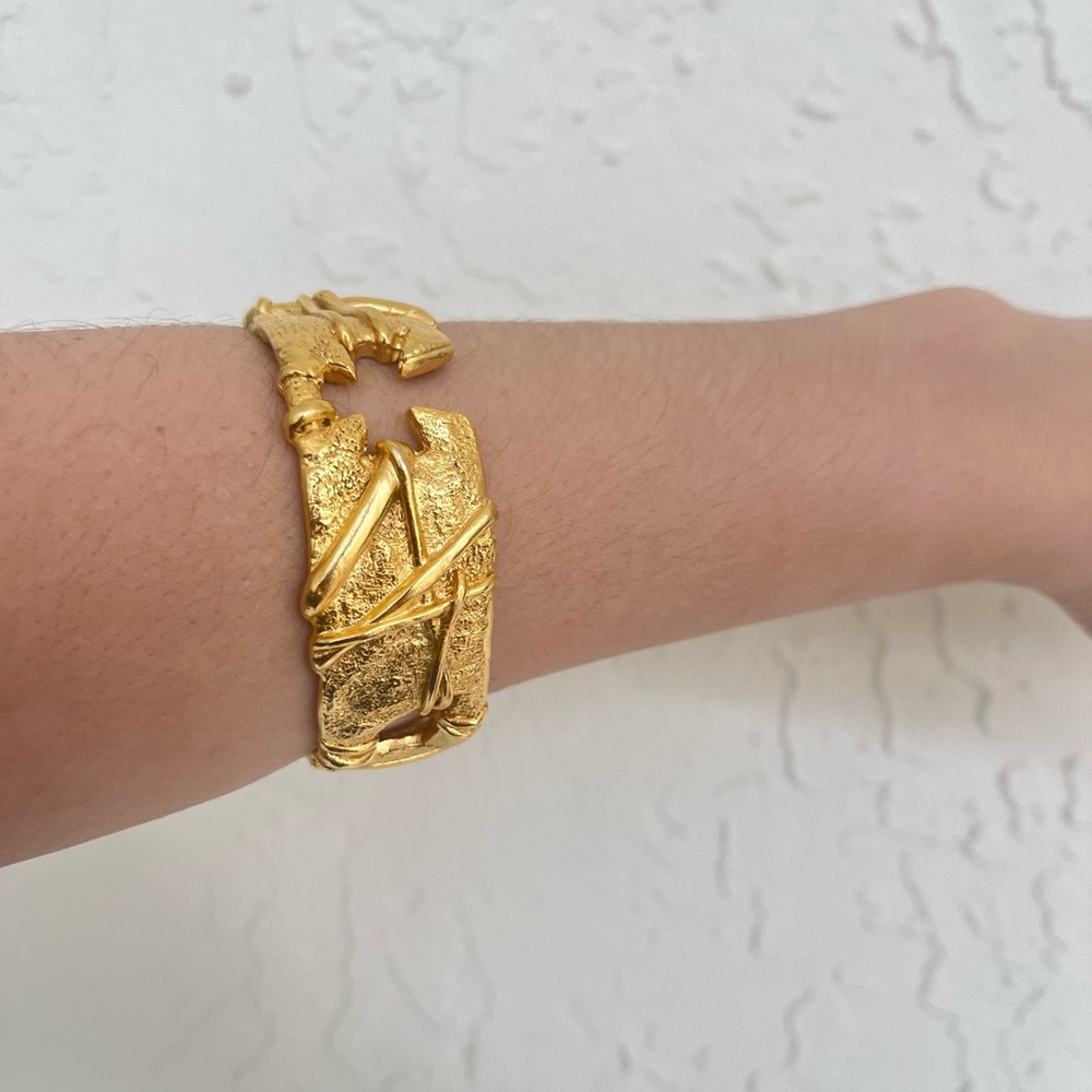Susan Shaw Gold Textured Bangle - Picture 5 of 6